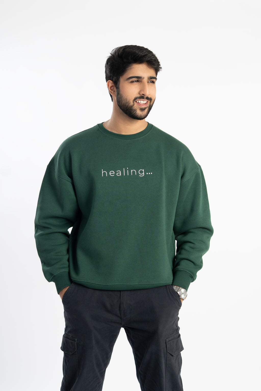 Healing Oversized Green Sweatshirt