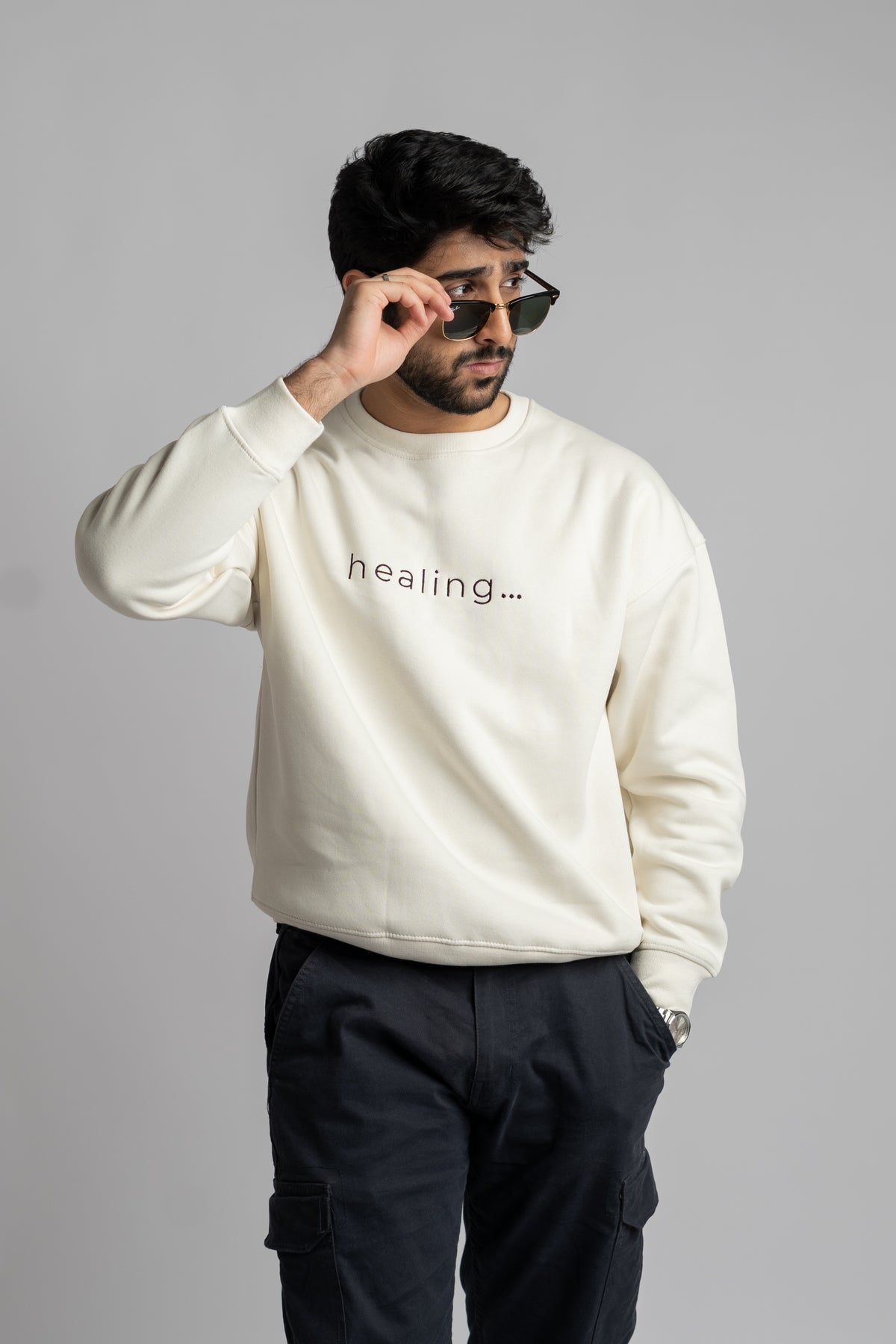 Healing Oversized White Sweatshirt