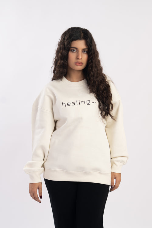 Healing Oversized White Sweatshirt